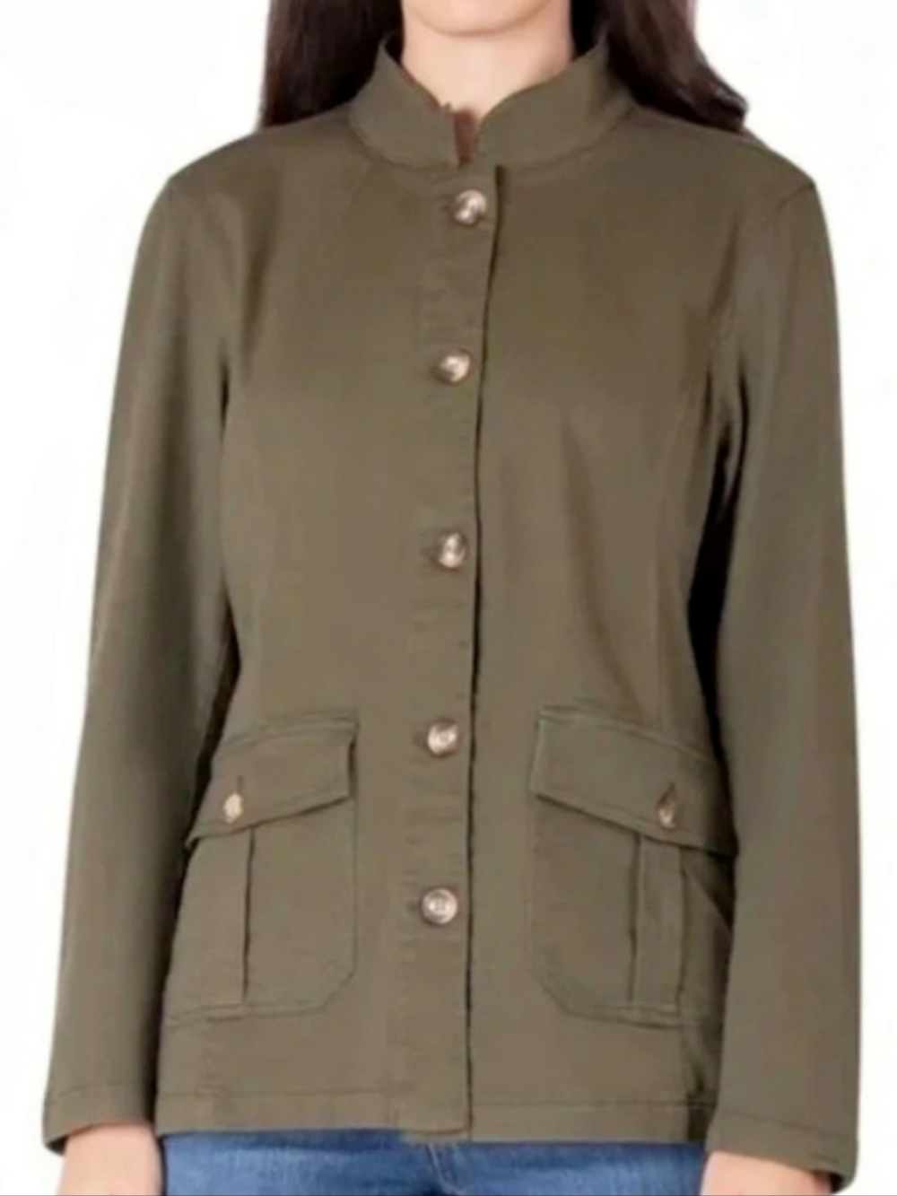 Chico's Soft-Stretch Utility Jacket Women's Green